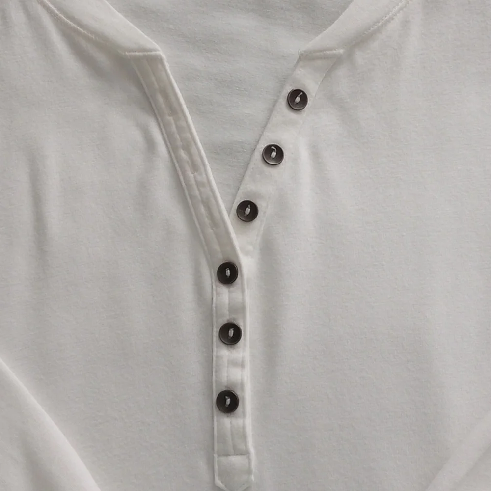 Relativity White Cotton V neck Henley Women's M (3/4 length sleeves) - Picture 5 of 8